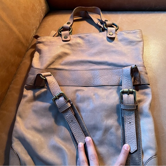 Pulicati light brown tan convertible foldover leather bag made Italy crossbody - Picture 4 of 11